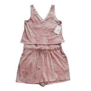 H by Halston Romper Ash Rose Sleeveless V-Neck Pockets Cotton Romper Size XS NEW